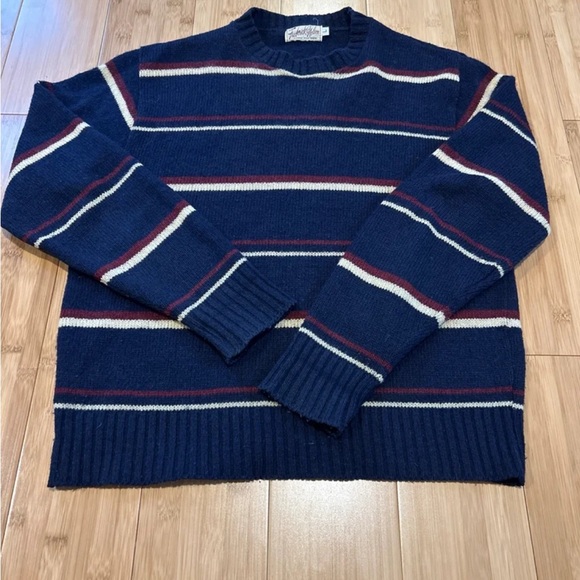 Vintage Wool Blend 70s Striped Crewneck Grandpa Sweater Men’s Large Unisex - Picture 2 of 9
